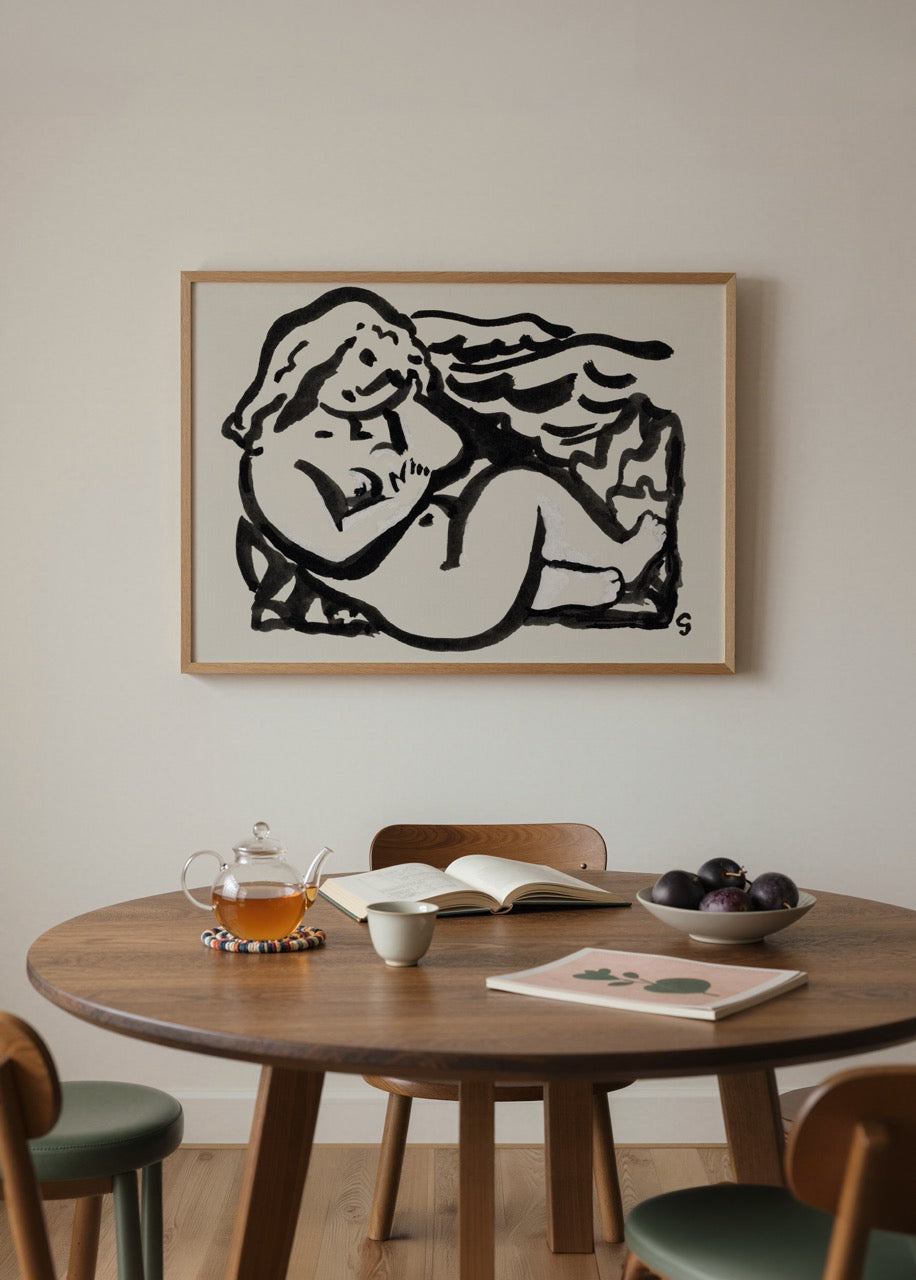 Artwork titled The Shape of Tenderness, featuring a bold and expressive depiction of a human figure.