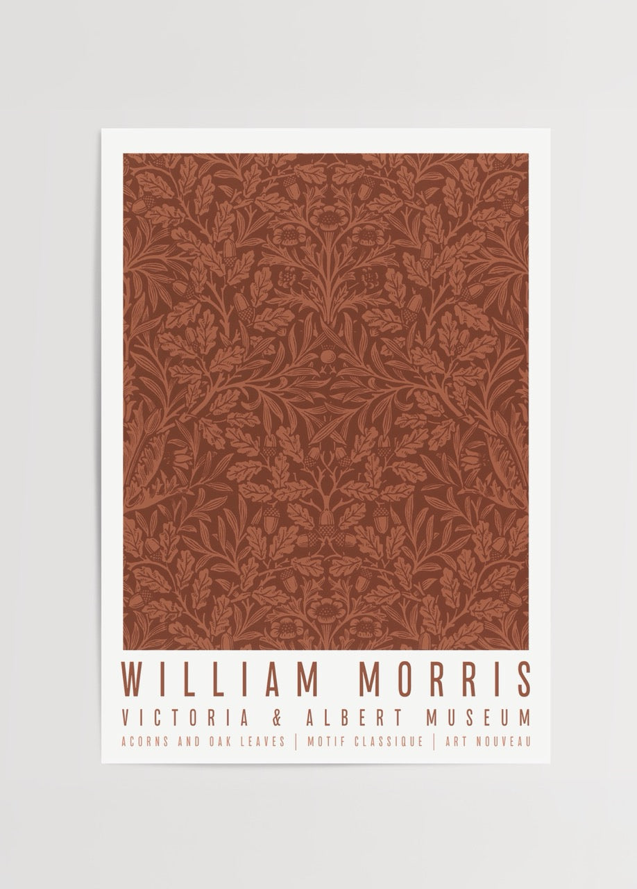 Acorns and Oak Leaves Art Print featuring intricate floral patterns.