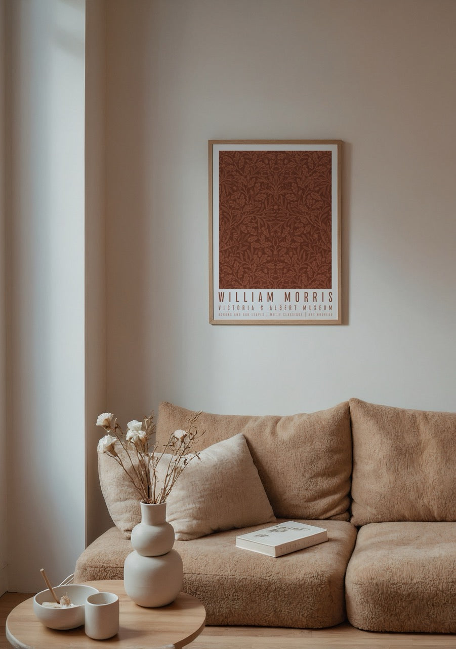 Acorns and Oak Leaves Art Print featuring intricate floral patterns.