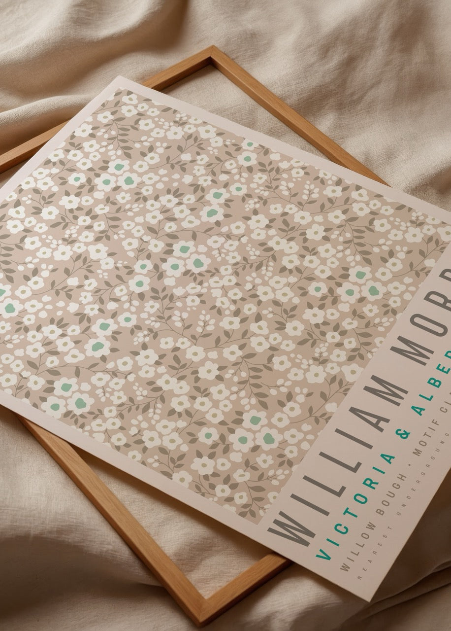 Botanical floral wall art print in soft neutral tones.