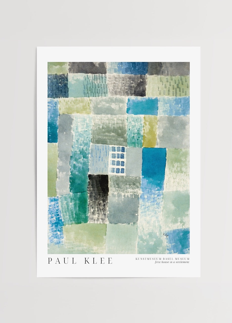 Colourful abstract grid art poster evoking textures and tranquility.