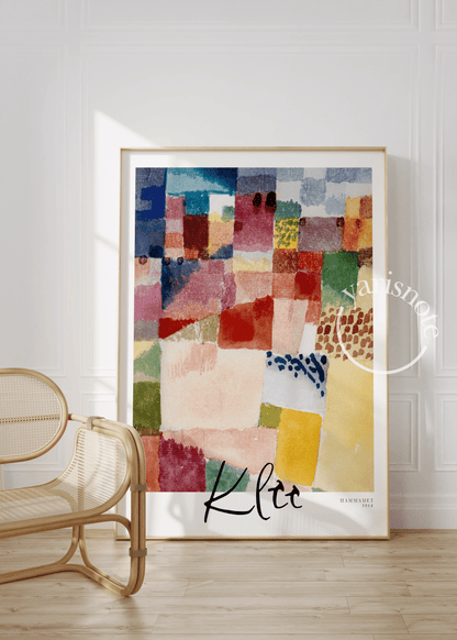 Colourful abstract wall art featuring vibrant waves and blocks of color.
