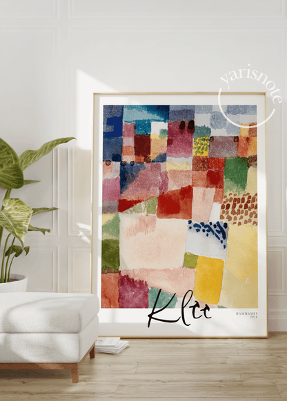 Colourful abstract wall art featuring vibrant waves and blocks of color.