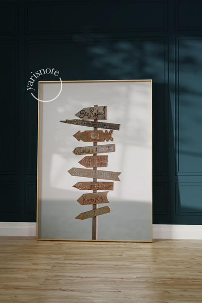Tranquil beach-themed art set featuring coastal prints for serene interior styling.