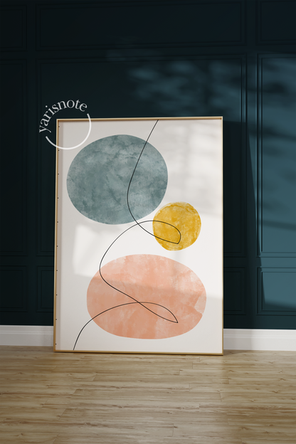 Ethereal Harmony Triptych featuring soft organic shapes in muted tones.