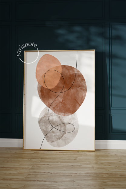 Ethereal Harmony Triptych featuring soft organic shapes in muted tones.