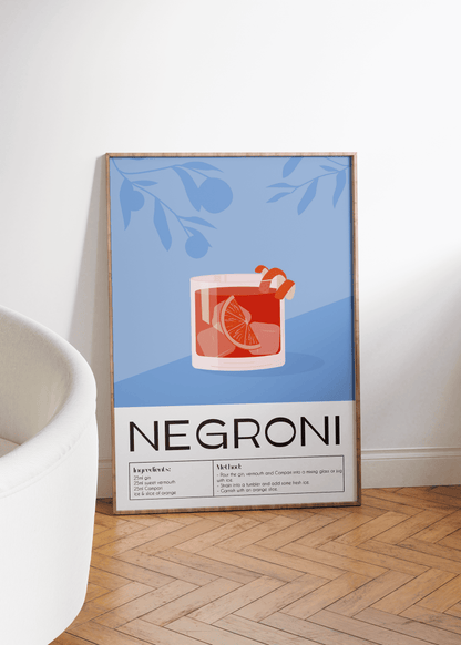 Cocktail illustration set featuring Gin &amp; Tonic, Negroni, and Margarita in stylish designs.