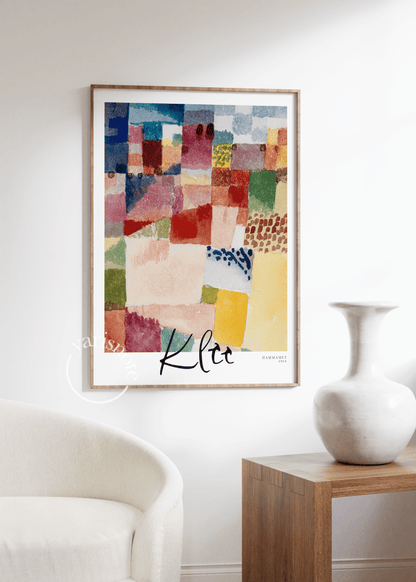 Colourful abstract wall art featuring vibrant waves and blocks of color.