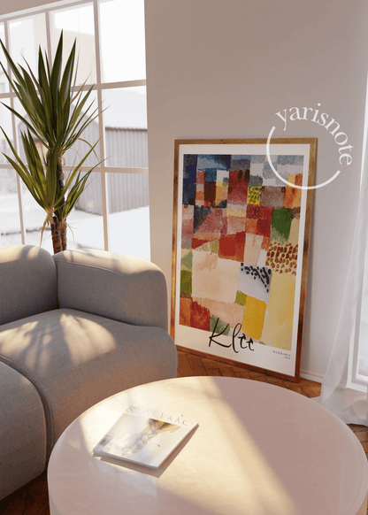 Colourful abstract wall art featuring vibrant waves and blocks of color.