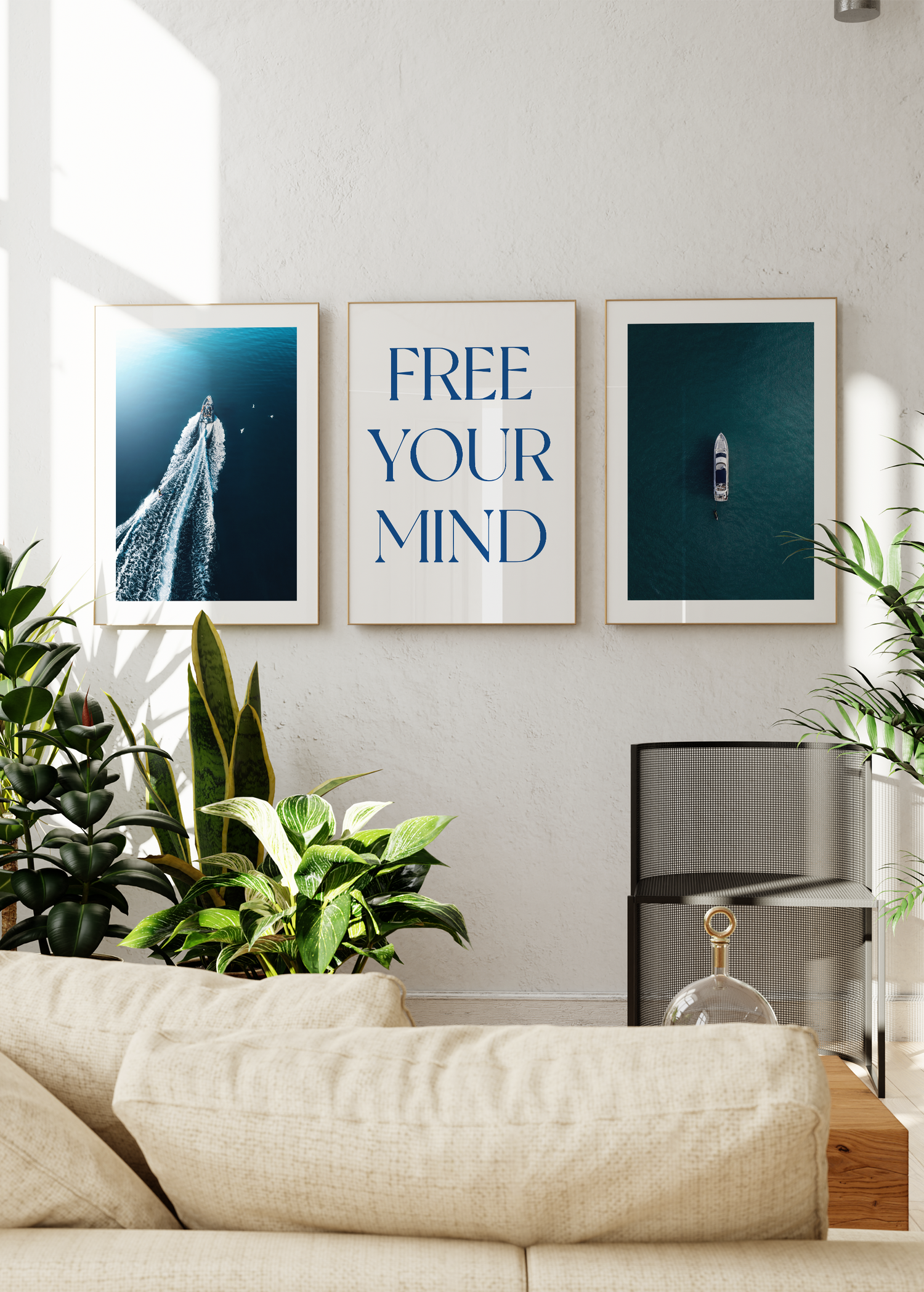 Art print set featuring tranquil water scenes for stylish interiors.