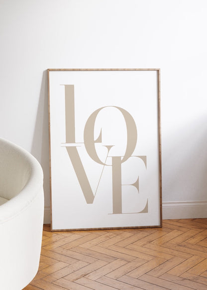 Elegant beige typography wall art set featuring the word &