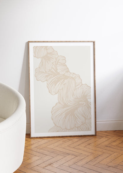 Serene Beige Triptych Poster Set featuring elegant line art and tranquil imagery.