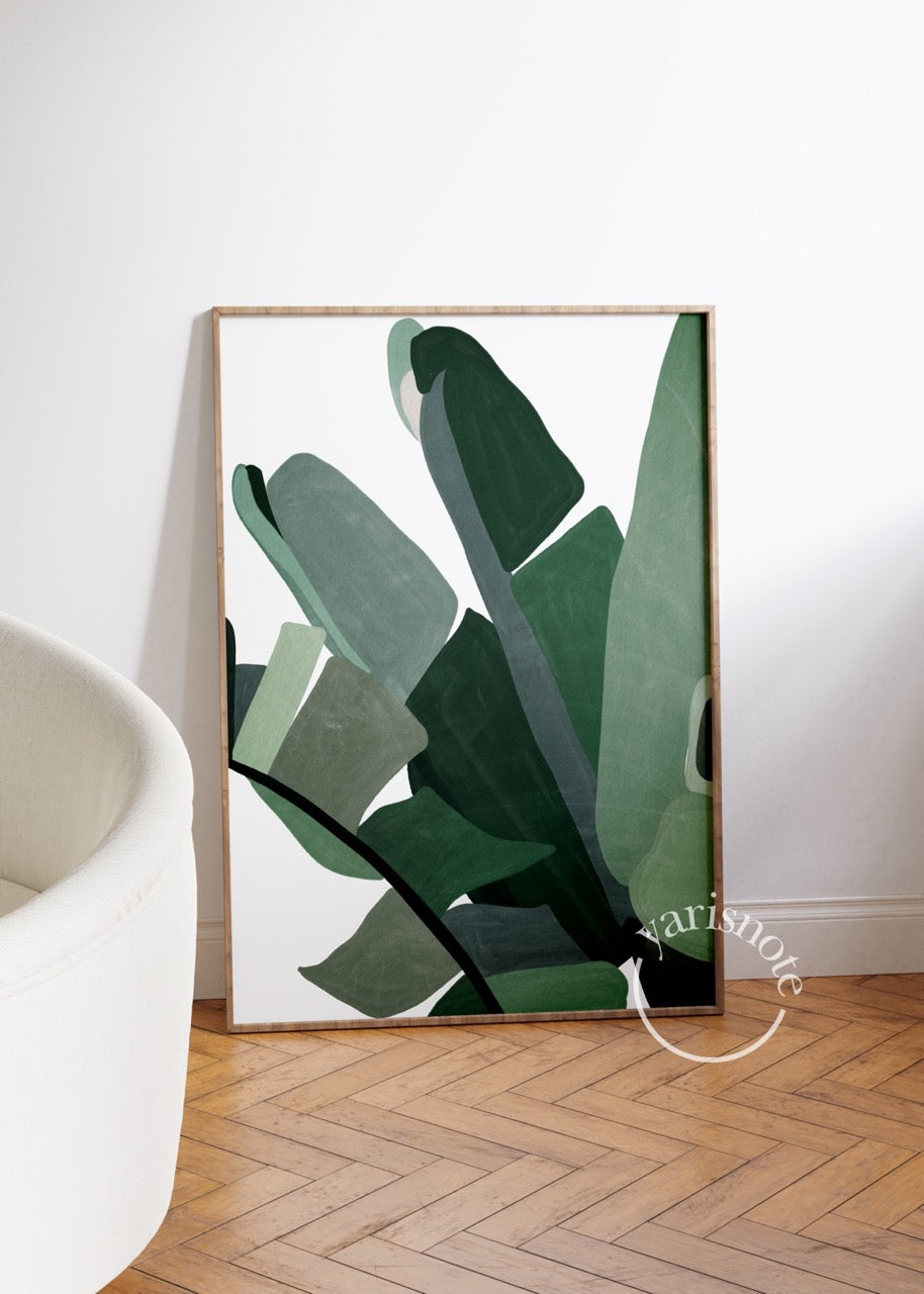 A collection of botanical leaf wall art in calming greens, perfect for modern interiors.