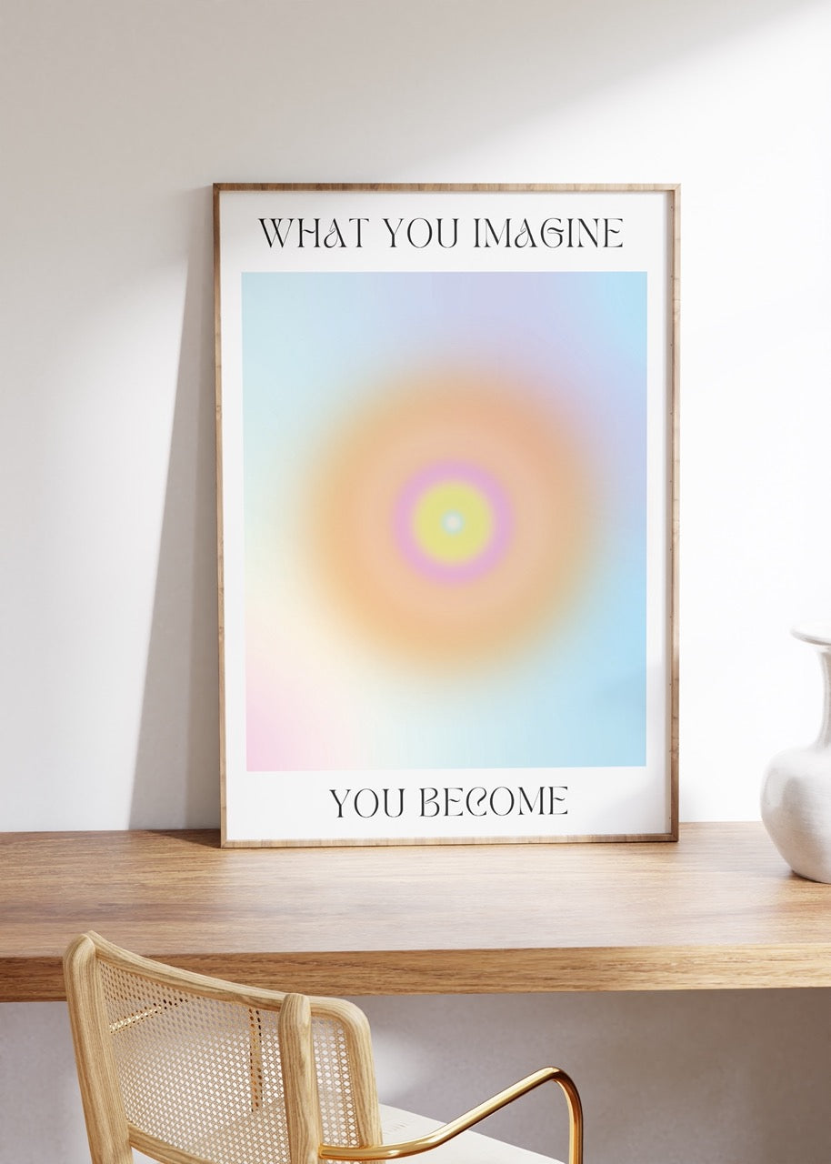 A set of three unframed posters with vibrant gradients and motivational phrases for inspirational wall art.