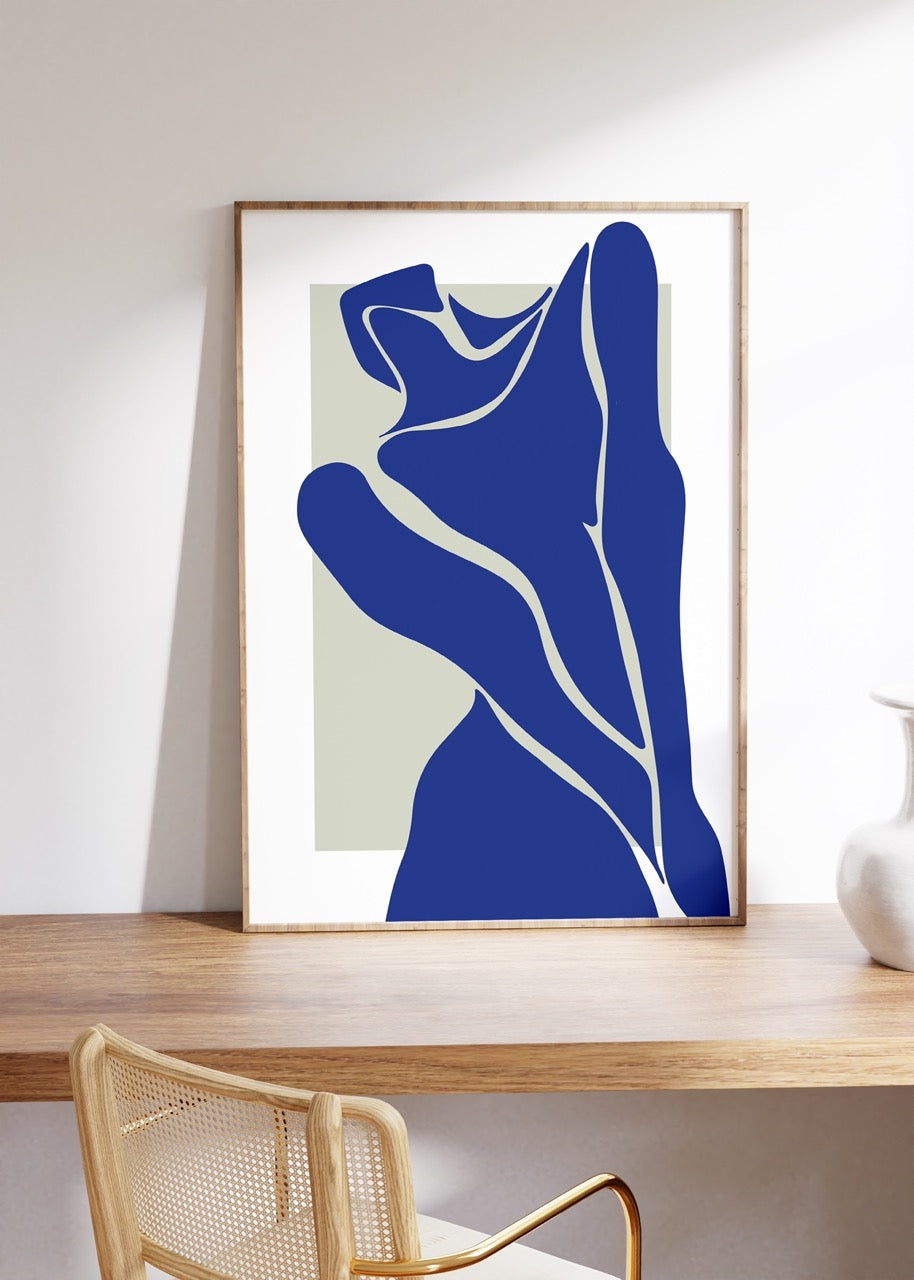 Luminous Blue Abstract Trio poster set showcasing striking blue designs.