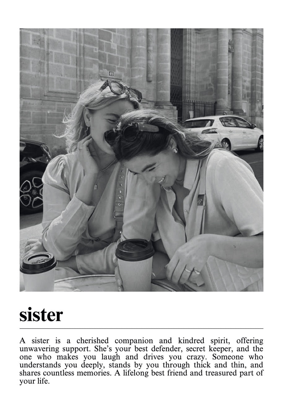 Custom typography wall art celebrating sisterhood and connection.