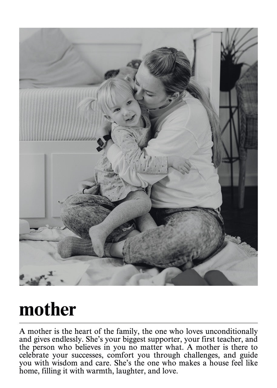 Heartfelt poster showcasing a mother and child in a loving embrace, perfect for home decor.
