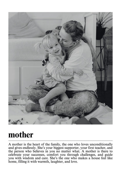 Heartfelt poster showcasing a mother and child in a loving embrace, perfect for home decor.