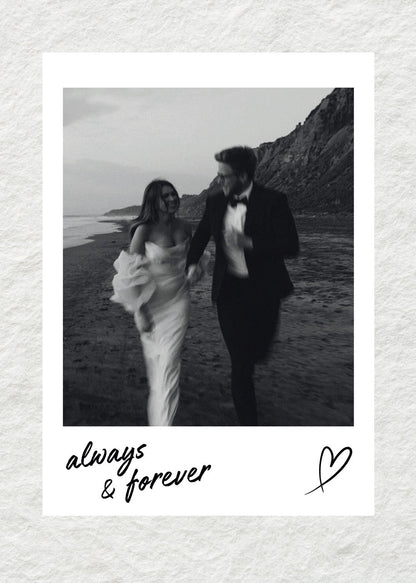 Customised wall art featuring a romantic couple in black and white.