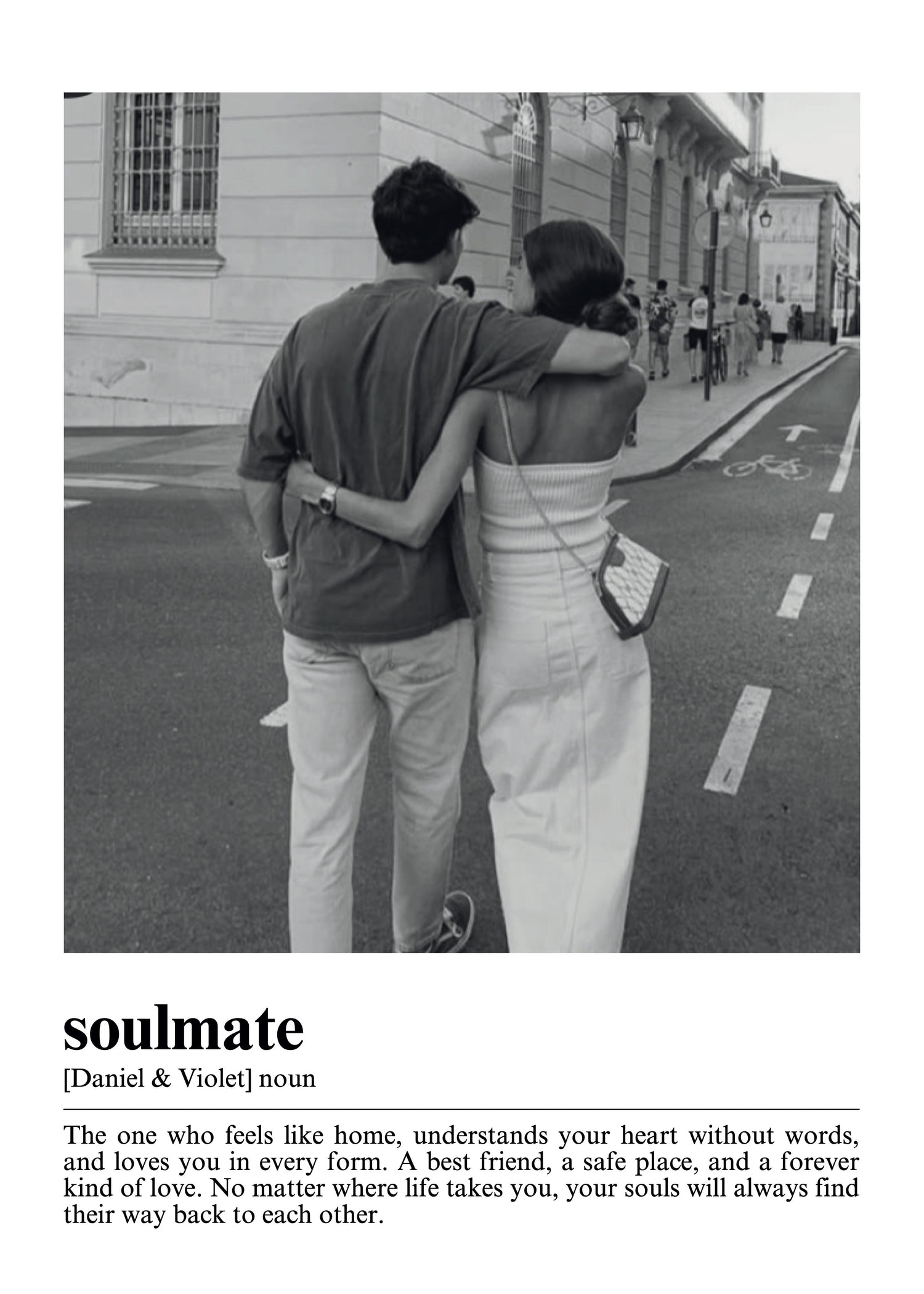 Eternal Connection wall art featuring a couple embracing on a street.