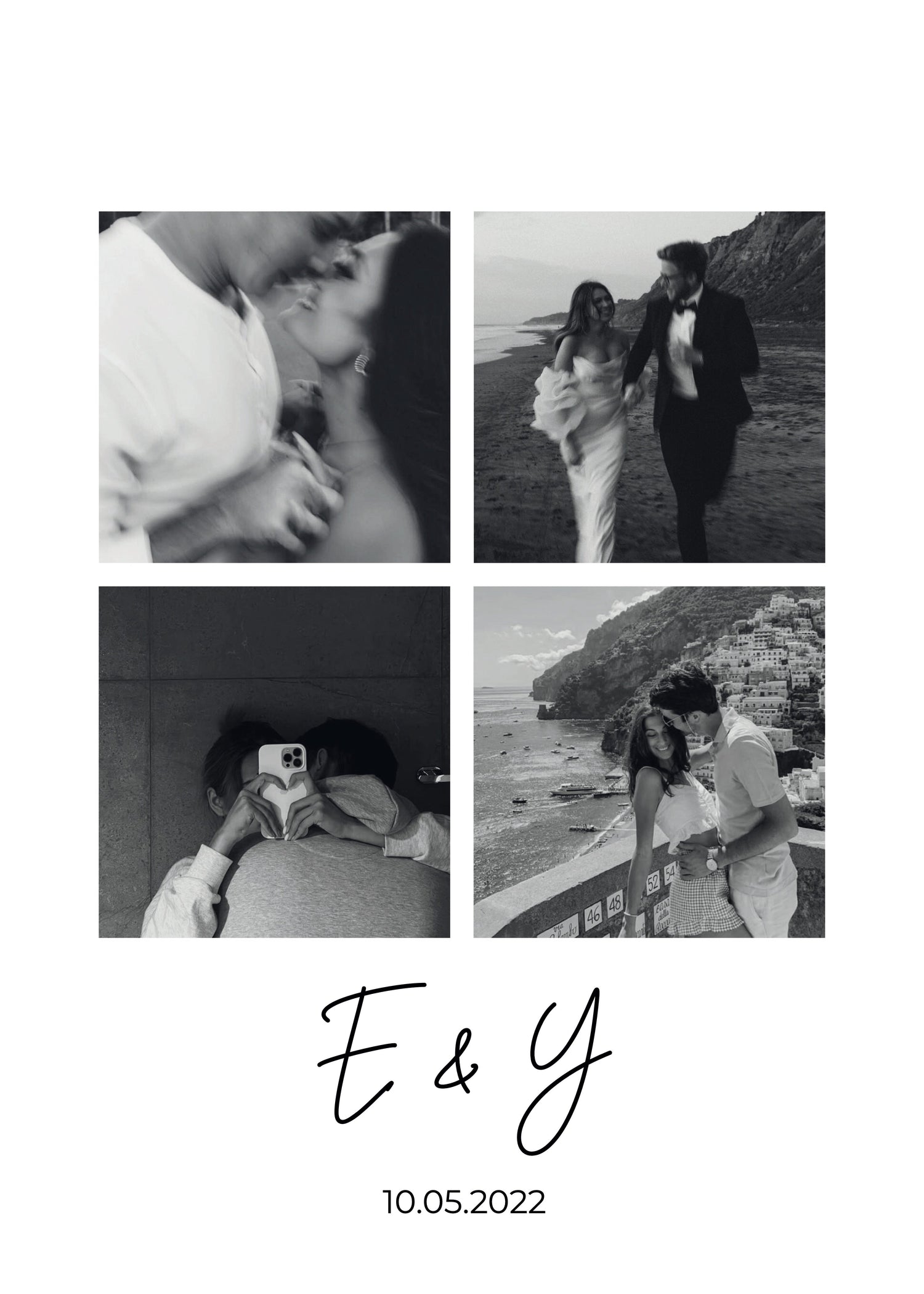 Personalised photo collage art featuring black and white images.