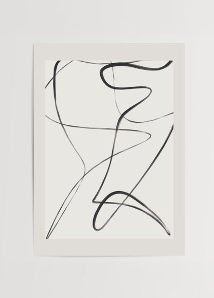 Fluid Lines – a minimalist abstract wall art in black and white.