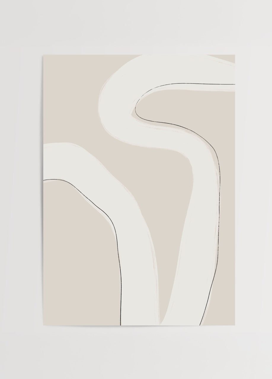 Fluid Harmony minimalist abstract wall art with soft lines and neutral tones.