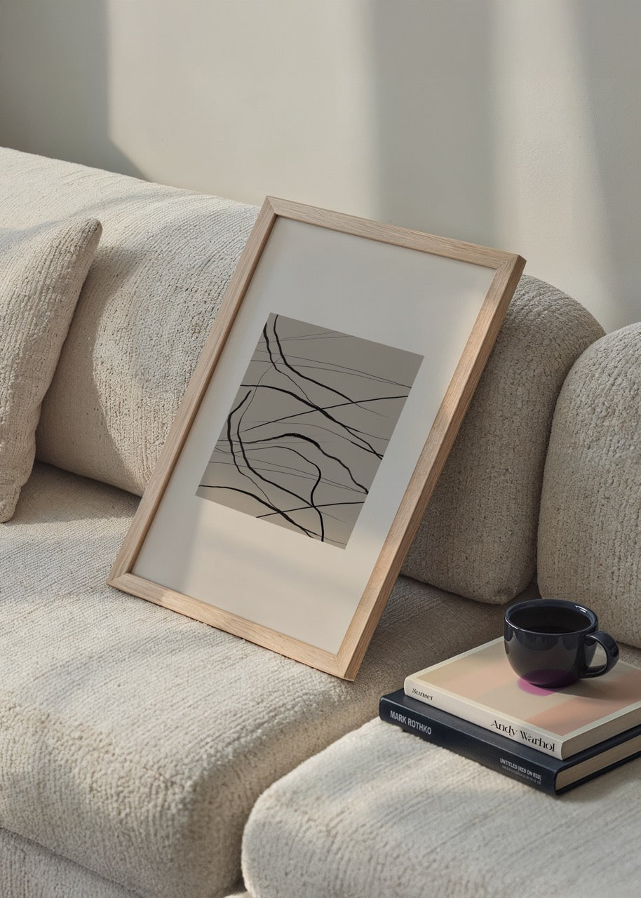 Dynamic Lines of Motion Art Print featuring flowing abstract lines.