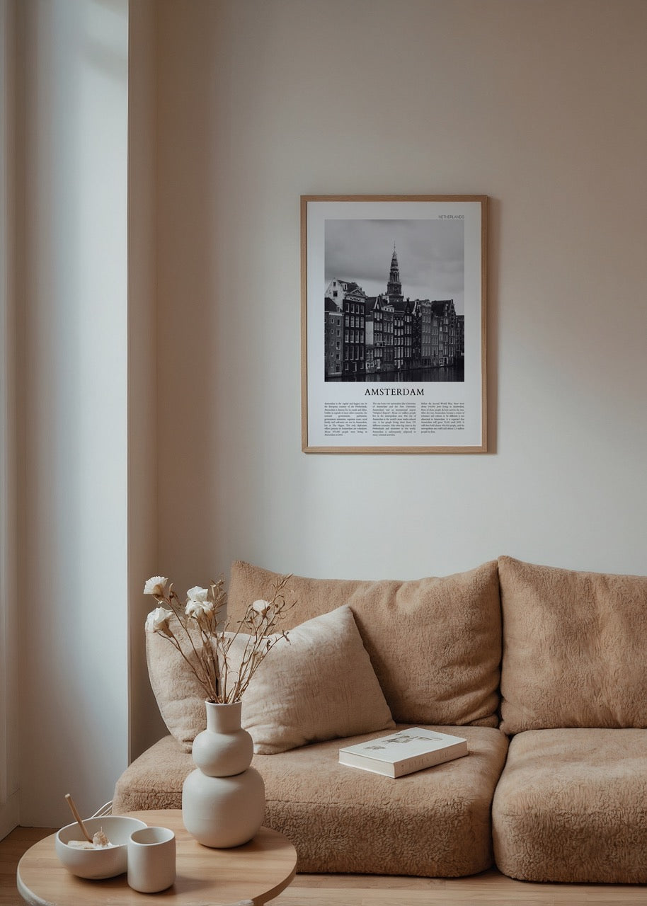 Black and white print of Amsterdam&