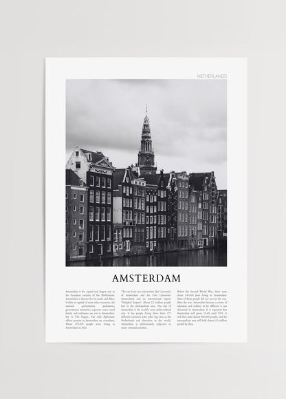 Black and white print of Amsterdam&