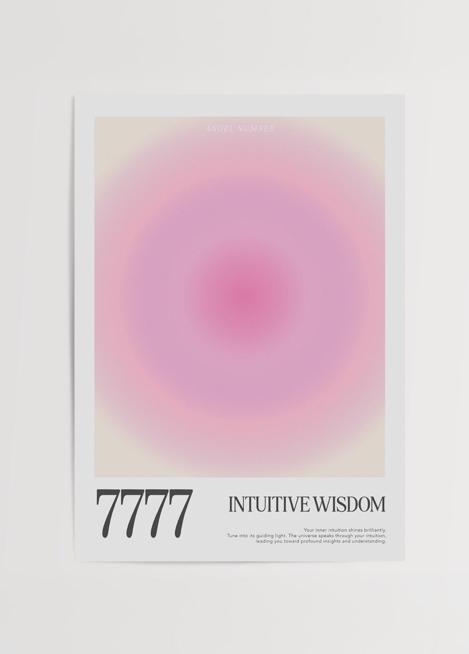 Soft gradient wall art print titled Intuitive Wisdom featuring calming pink tones.
