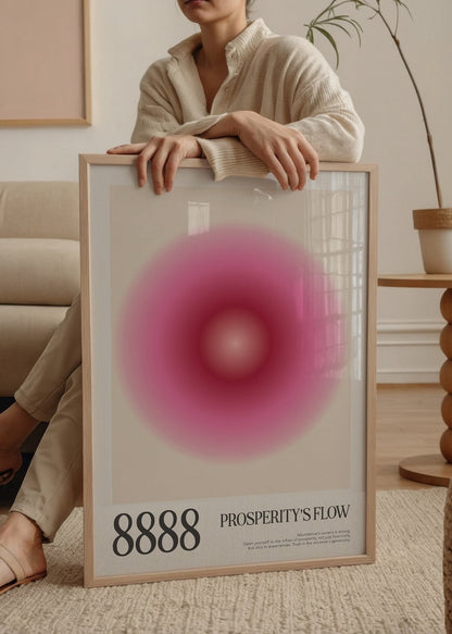 Angel Number 8888 – Prosperity’s Flow Poster featuring a soft pink gradient.