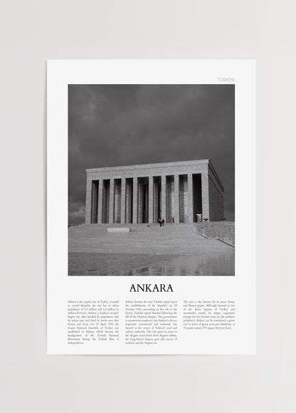 Monumental Ankara wall art featuring a historical landmark in black and white.