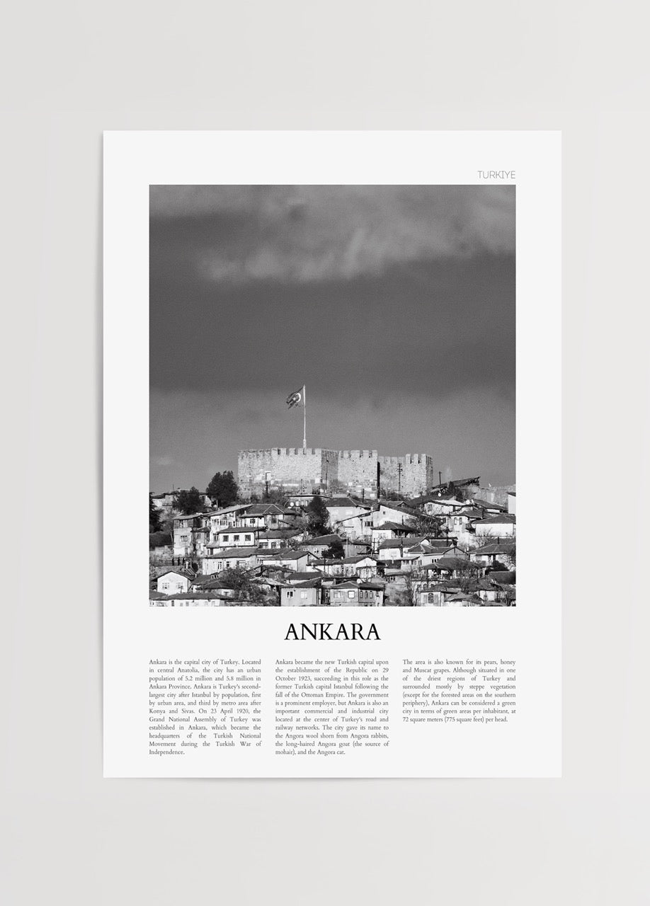 Black and white art print of Ankara&