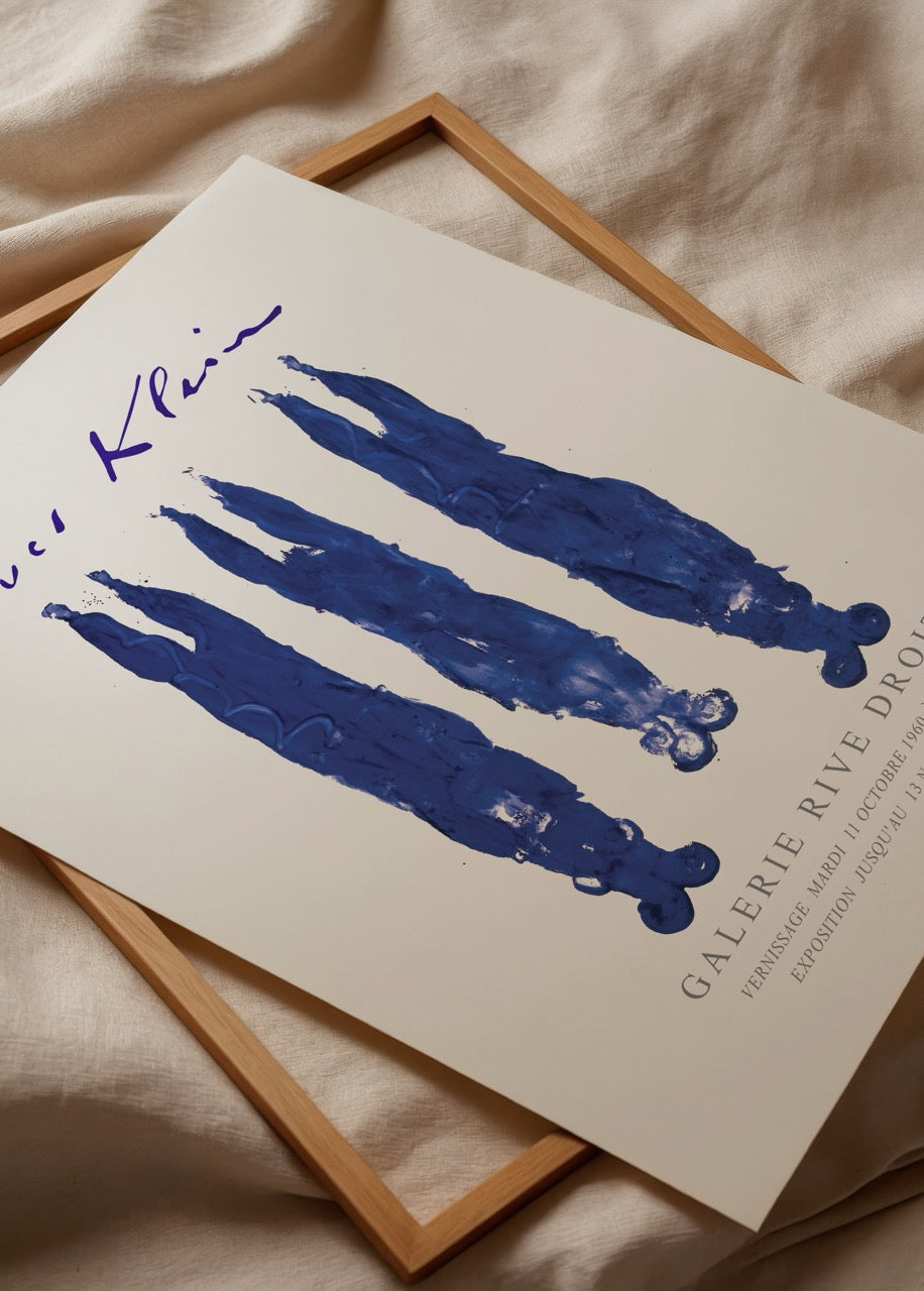 Bold blue strokes in modern art print &