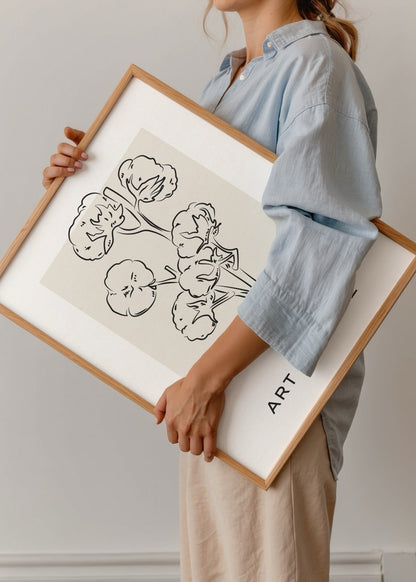 Bohemian Blossom Poster Art Print featuring a delicate floral illustration.