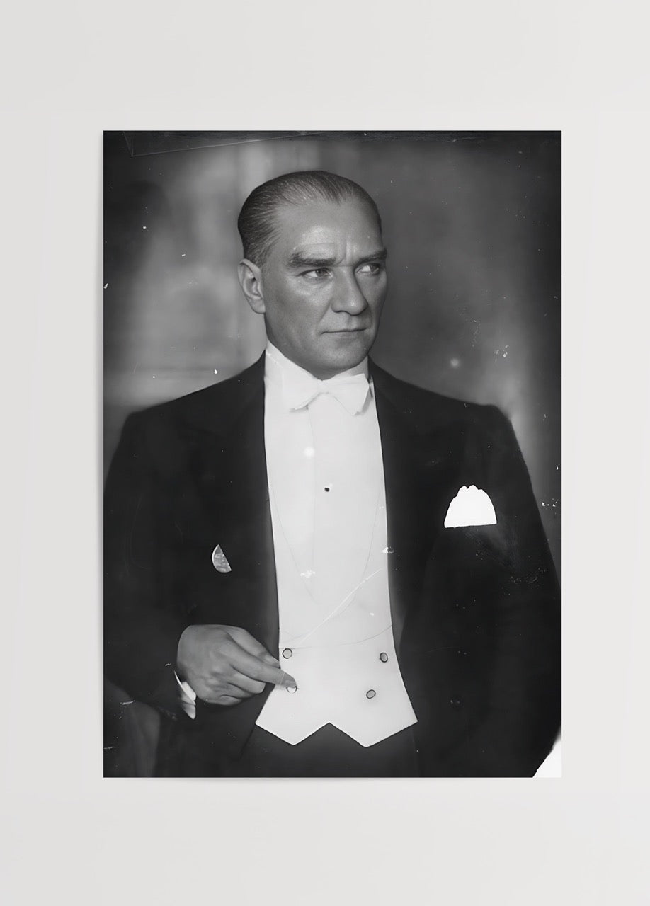 A classic black and white portrait wall art piece, exuding timeless elegance.