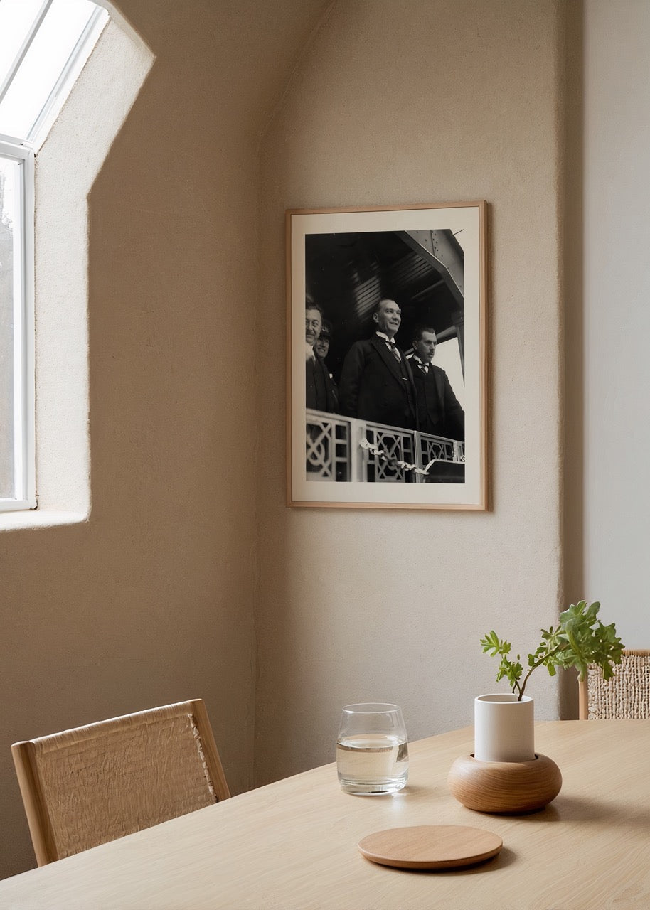 Monochrome poster depicting a historical journey moment in art.
