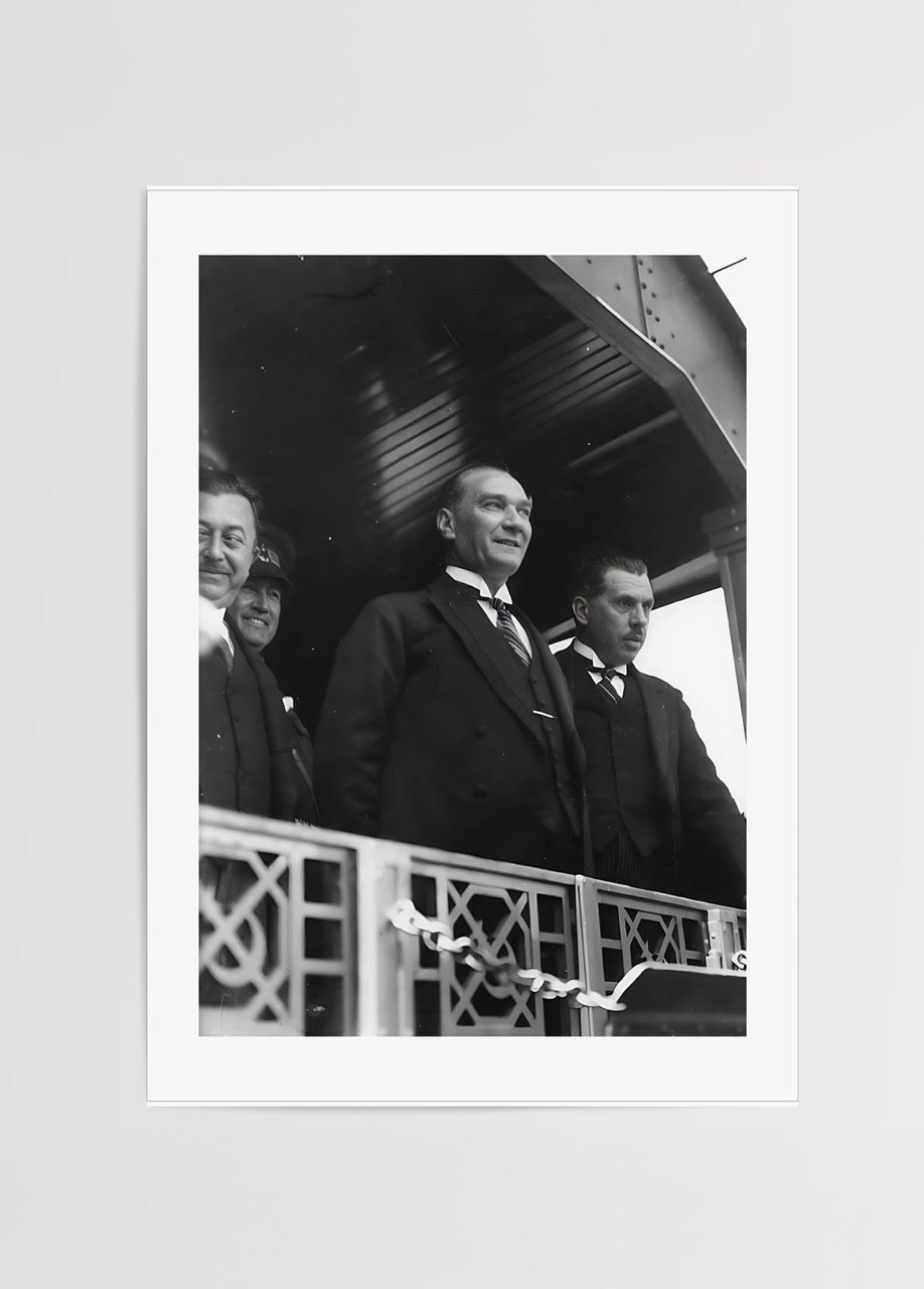 Monochrome poster depicting a historical journey moment in art.