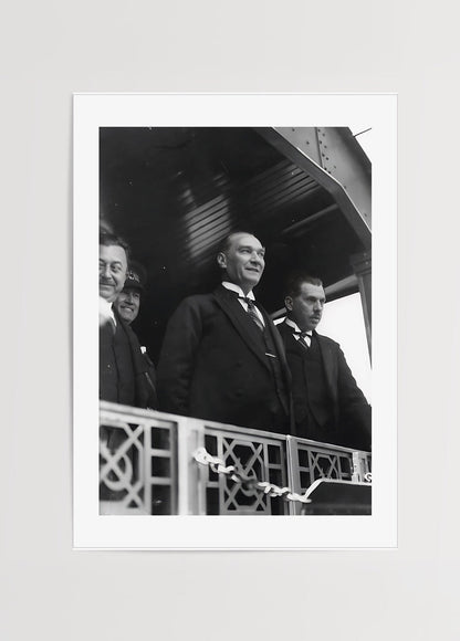 Monochrome poster depicting a historical journey moment in art.