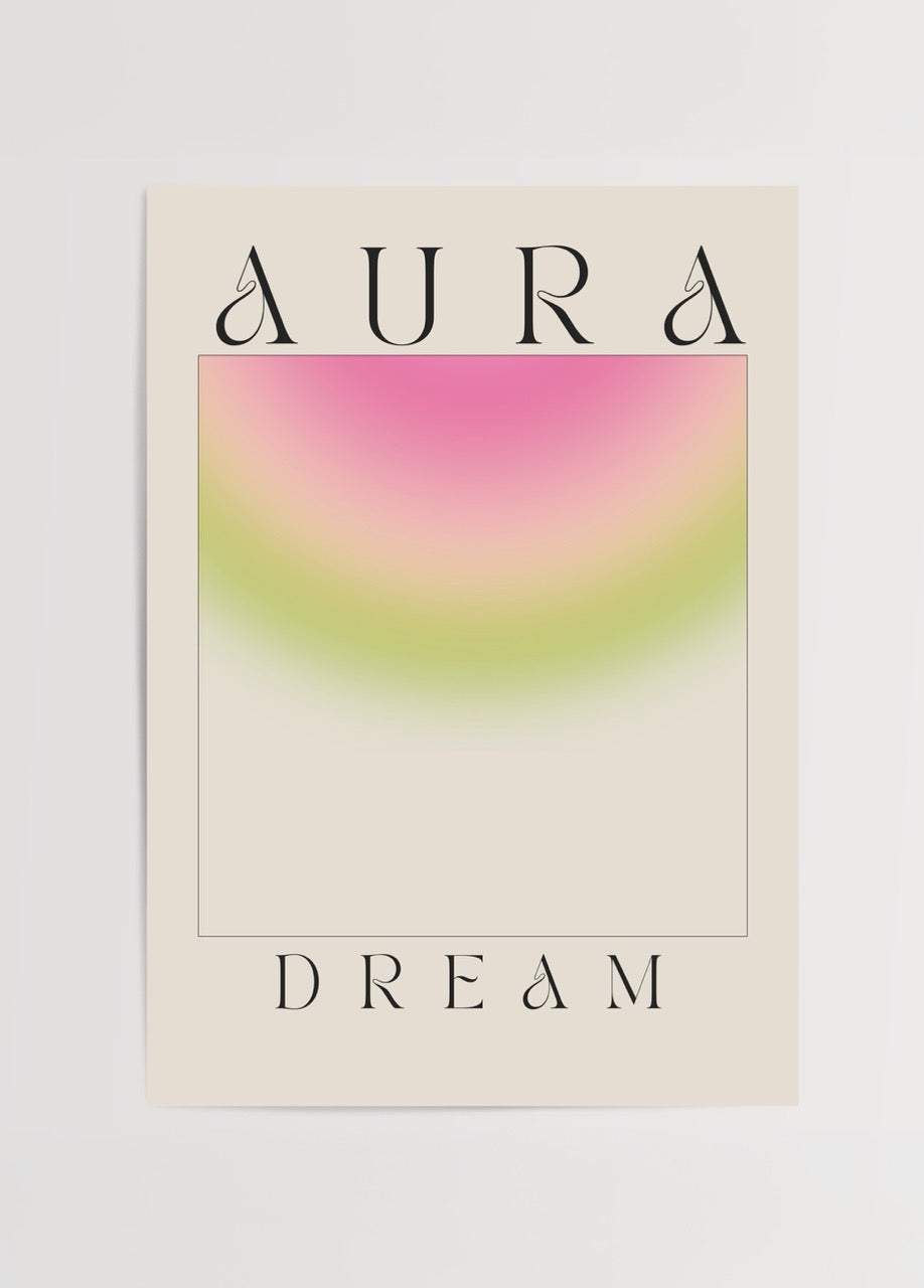 Ethereal Dreamscape Poster featuring soft pink and green hues.