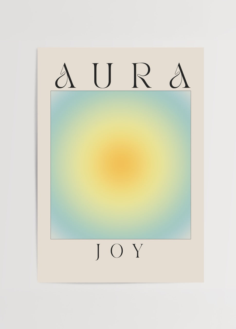 Ethereal Joy Aura Poster featuring a soft gradient of yellow and blue