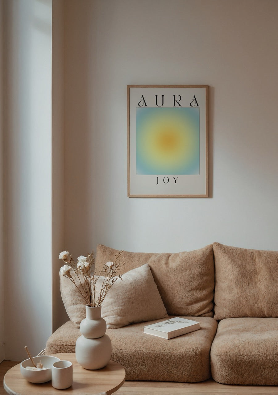 Ethereal Joy Aura Poster featuring a soft gradient of yellow and blue