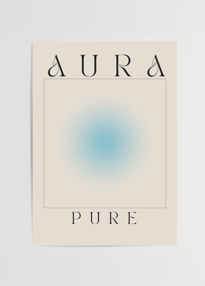 Minimalist poster featuring a soft blue gradient on beige background, perfect for serene interior styling.