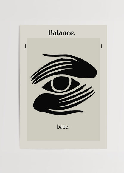 Minimalist wall art print featuring an eye motif with fluid lines, perfect for modern interiors.