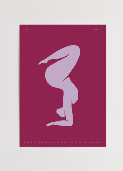 Minimalist wall art featuring a graceful silhouette on a maroon background.