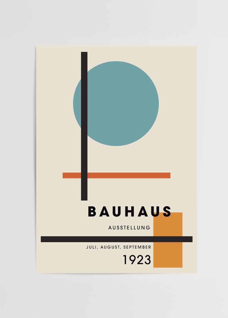 Bauhaus Exhibition 1923 Art Print featuring geometric shapes and vibrant colours.