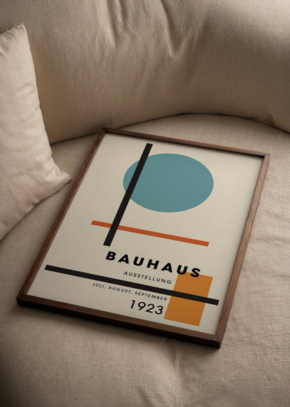 Bauhaus Exhibition 1923 Art Print featuring geometric shapes and vibrant colours.