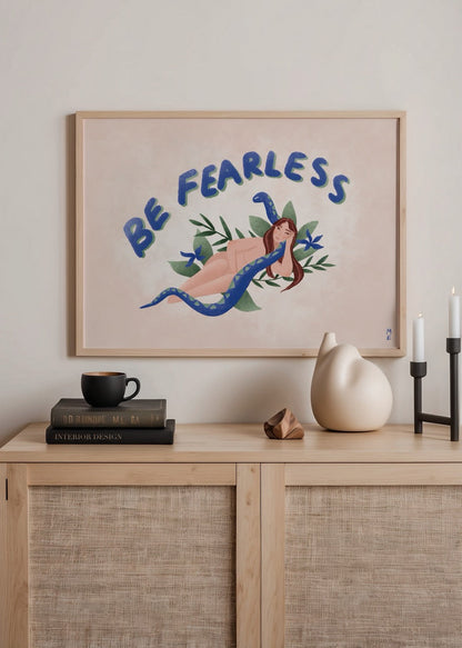 ‘Be Fearless’ Poster Print featuring soft hues and bold lettering, perfect for inspiring wall decor.