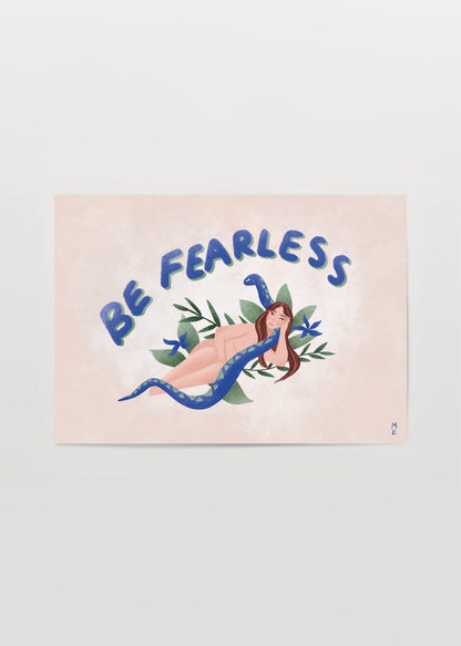 ‘Be Fearless’ Poster Print featuring soft hues and bold lettering, perfect for inspiring wall decor.